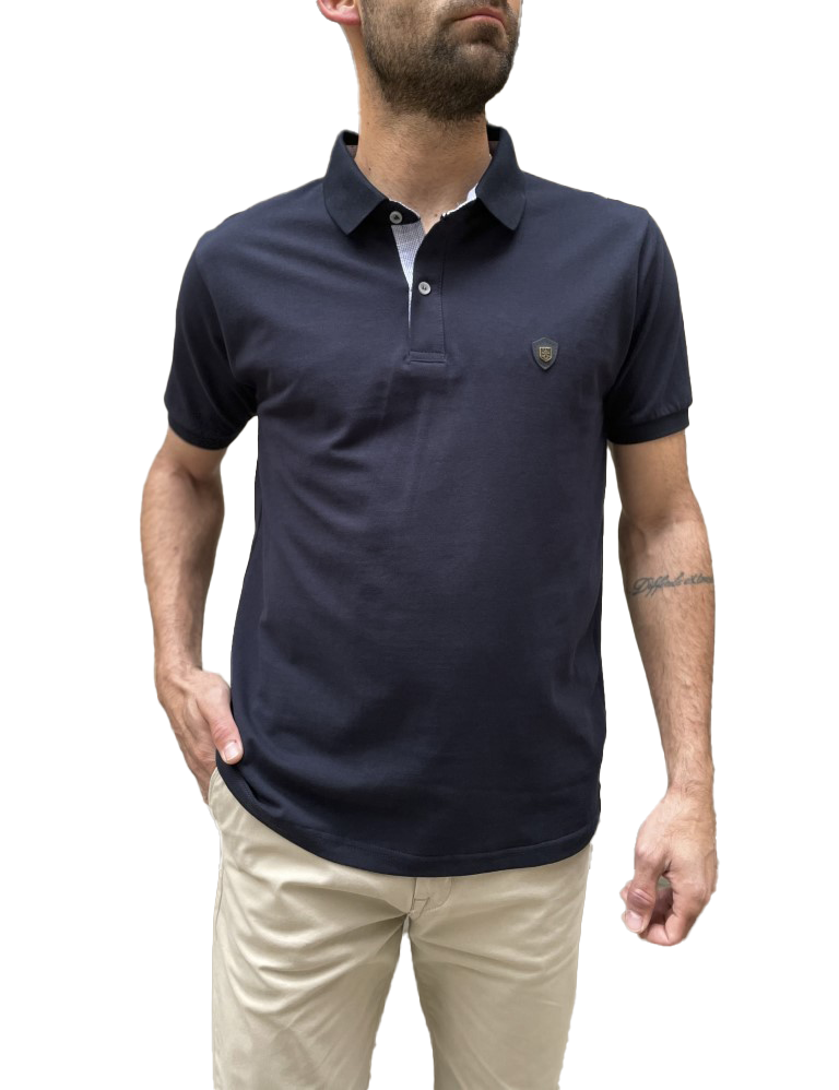 Everbest ανδρική μπλε πικέ κοντομάνικη μπλούζα Polo 24832B φωτογραφία